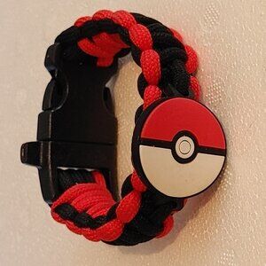 DURABLE Pokémon Trainer Bracelet Ripstop Nylon with compass RED BLACK